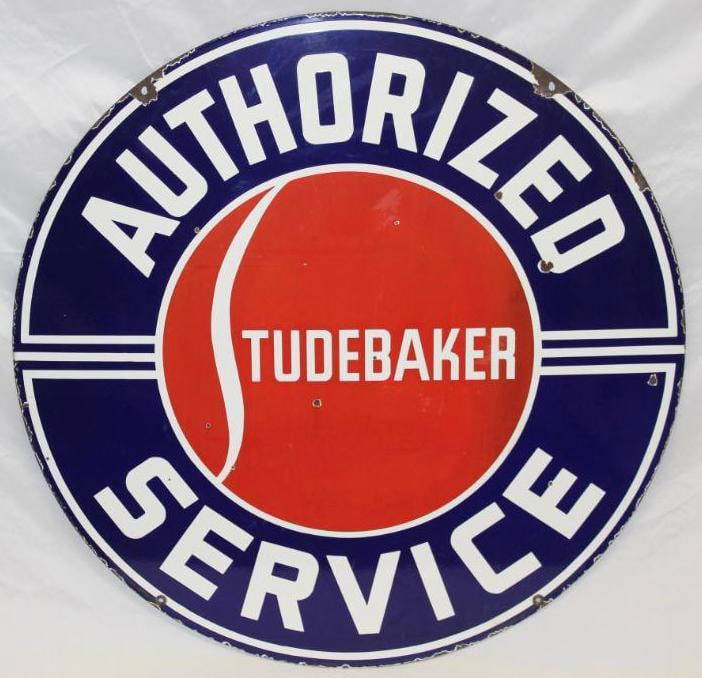 Authorized Studebaker Service Automobile Dealership Porcelain Sign Dsp