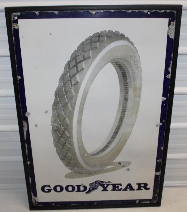 Graphic 1920's Goodyear Tires Porcelain Advertising Sign SSP (1 of 5)