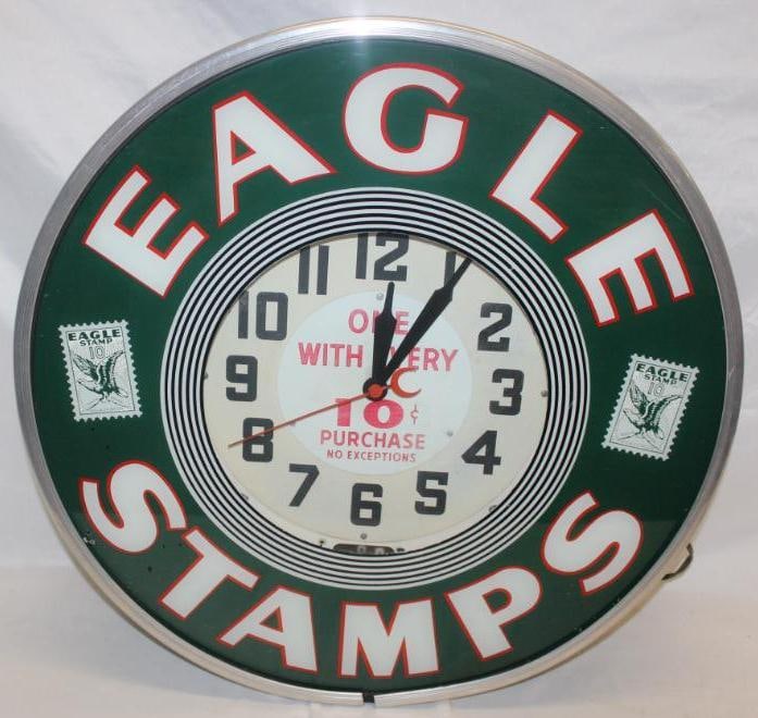 Neon Eagle Stamps Advertising Clock (1 of 11)