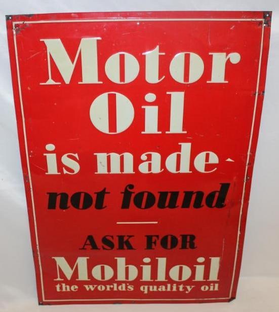 Mobil Mobiloil Embossed Motor Oil Sign SST (1 of 4)