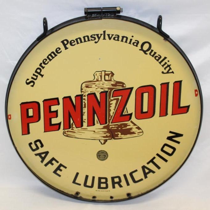 Pennzoil Safe Lubrication 24" Porcelain Advertising Sign DSP (1 of 7)