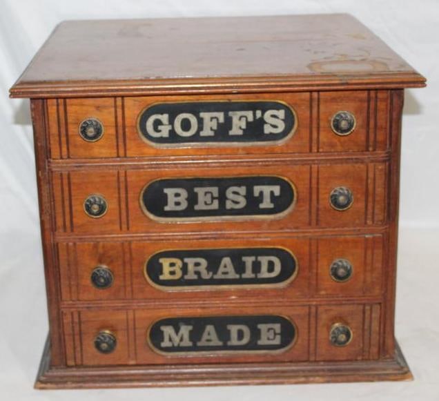 Goff's Best Braid Made Antique Advertising Spool Cabinet Thread Display (1 of 7)