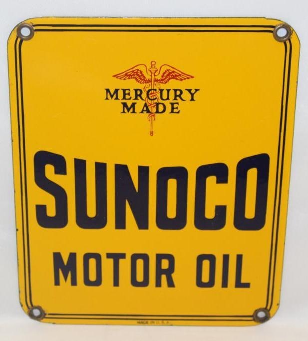 Early Sunoco "Mercury Made" Motor Oil Porcelain Sign SSP (1 of 5)
