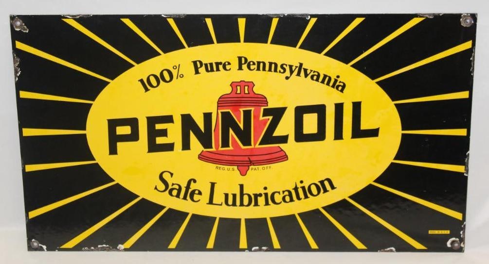 Large Version Pennzoil Burst Oil Rack Porcelain Sign SSP (1 of 6)