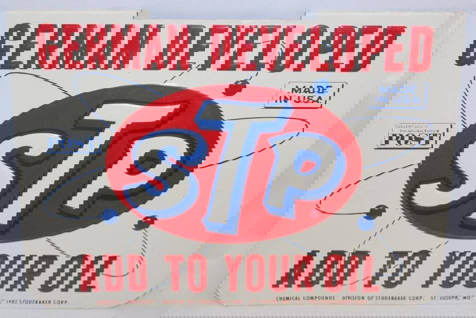 1962 Studbaker Dealership Stp Oil Additive Embossed Sign Sst Auction