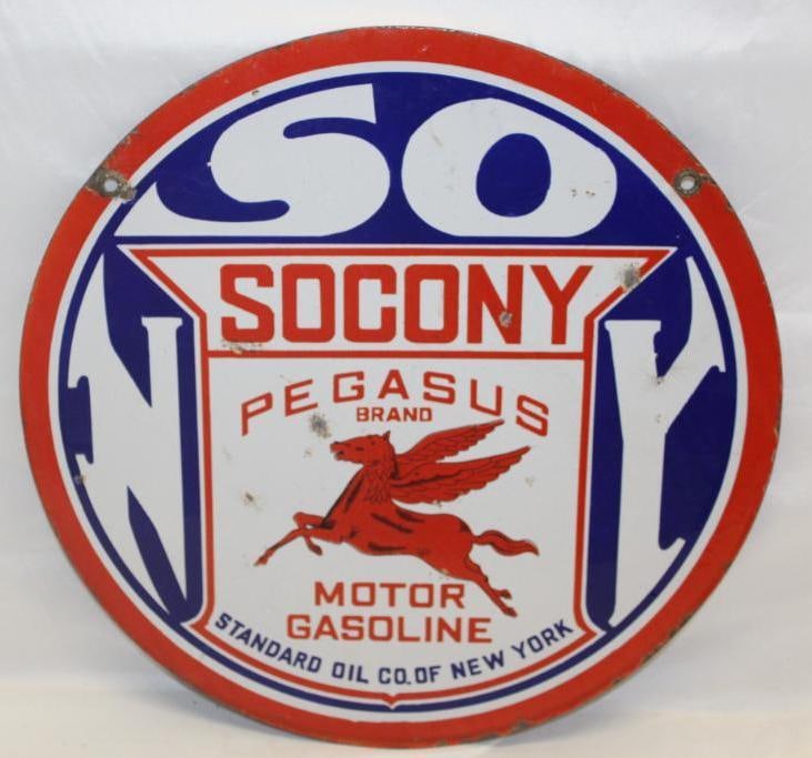 Socony Pegasus Brand Motor Gasoline Porcelain Sign DSP (1 of 7)