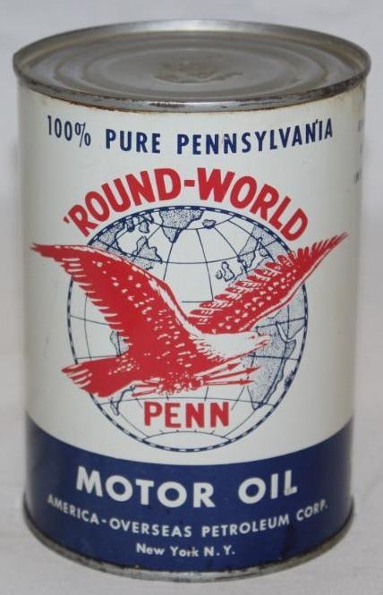 Round World Penn One Quart Motor Oil Can with Eagle and Globe Graphics (1 of 4)