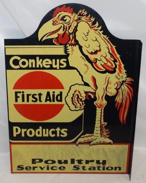 Conkleys Graphic Poultry Service Station First Aid Product Flange Sign DST (1 of 8)