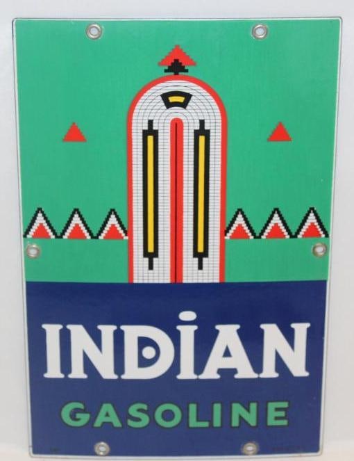 Small Texaco Indian Porcelain Pump Plate Sign SSP (1 of 6)