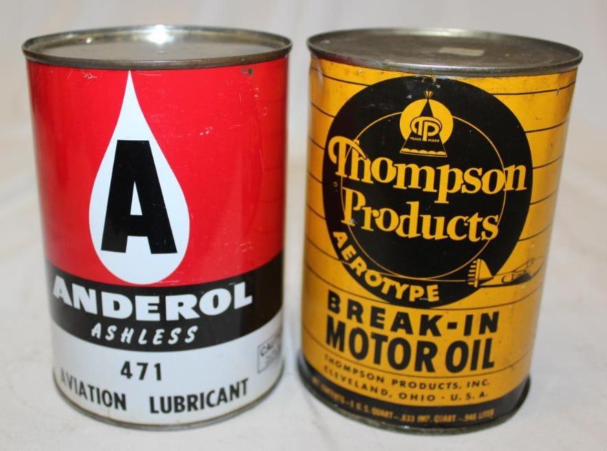 Group of 2 Thompson Product and Anderol Metal One Quart Oil Cans (1 of 4)