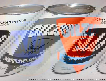 Group of 2 Oilzum and Saab Metal One Quart Oil Cans: Both are Metal and Empty