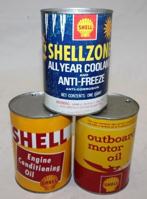 Group of 3 Shell Metal One Quart Oil Cans (1 of 2)
