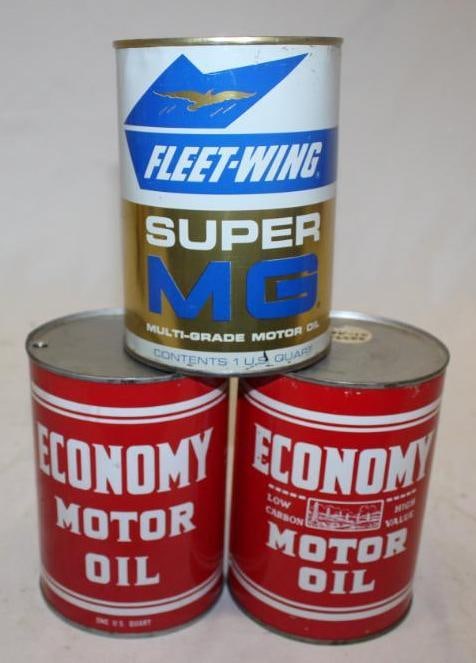 Group of 3 Fleetwing Metal One Quart Oil Cans (1 of 2)