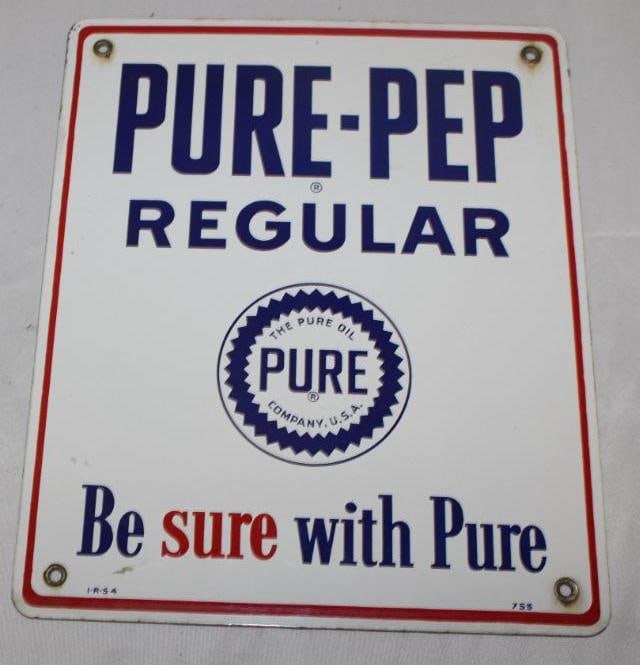 Pure Pure-Pep Regular Porcelain Gas Pump Plate Sign (1 of 4)