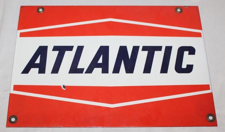 Atlantic Porcelain Gas Pump Plate Sign (1 of 2)