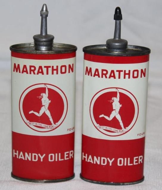 Group of 2 Marathon Handy Oiler 4oz Lead Top Oiler Cans (1 of 2)