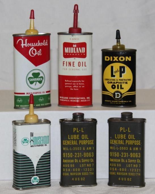 Group of 6 Handy Oiler Oil Cans Shamrock, Midland, Dixon (1 of 2)