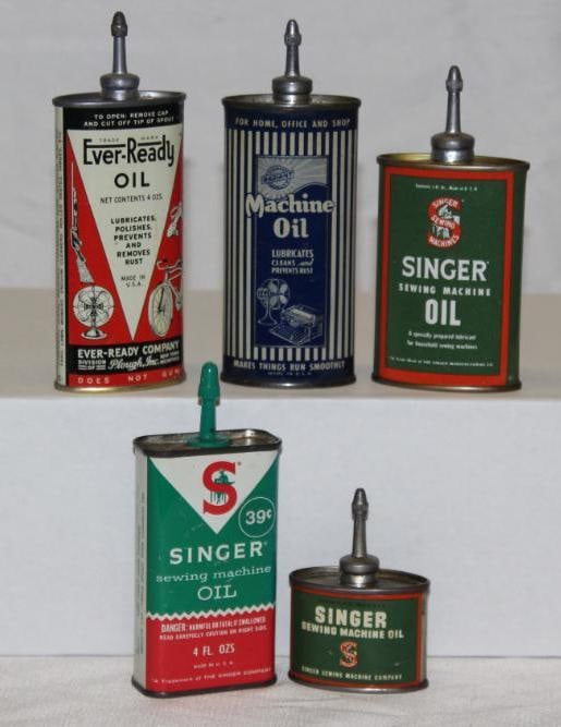 Group of Lead Top Sewing Machine Oiler Cans Singer, Ever-Ready, Radiant (1 of 3)