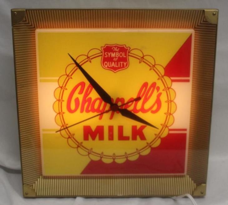 Chappell's Milk Advertising Light-Up Clock (1 of 5)