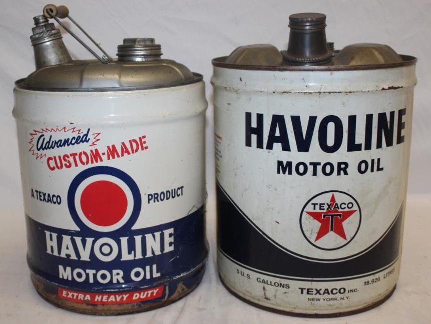 Group of 2 Texaco Havoline 5 Gallon Oil Cans (1 of 5)