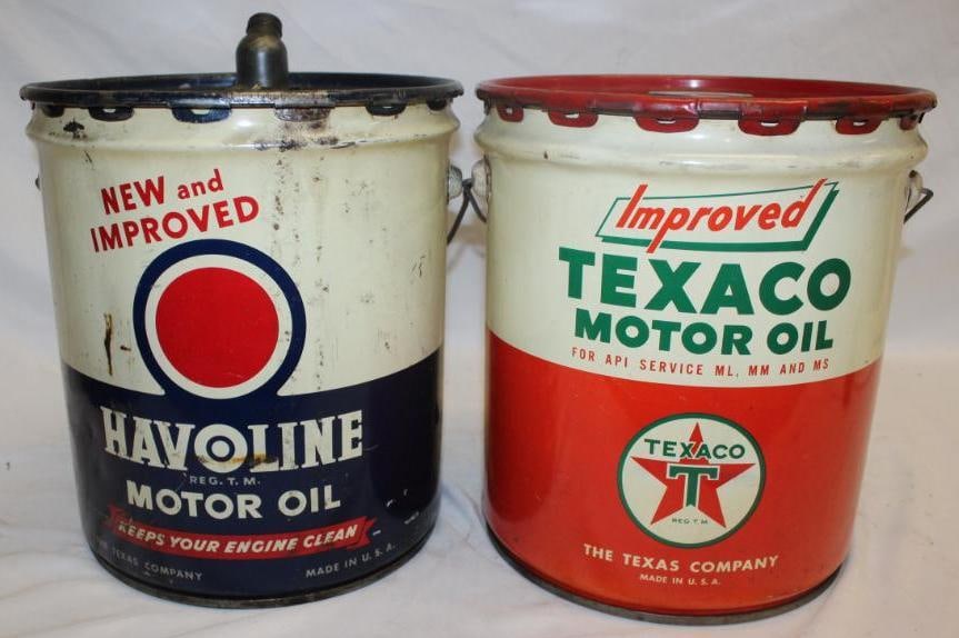Group of 2 Texaco Havoline and Improves 5 Gallon Oil Cans (1 of 5)