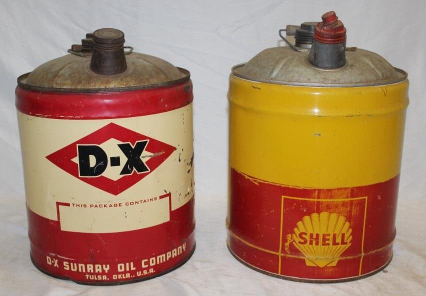 Group of 2 DX and Shell 5 Gallon Oil Cans (1 of 4)