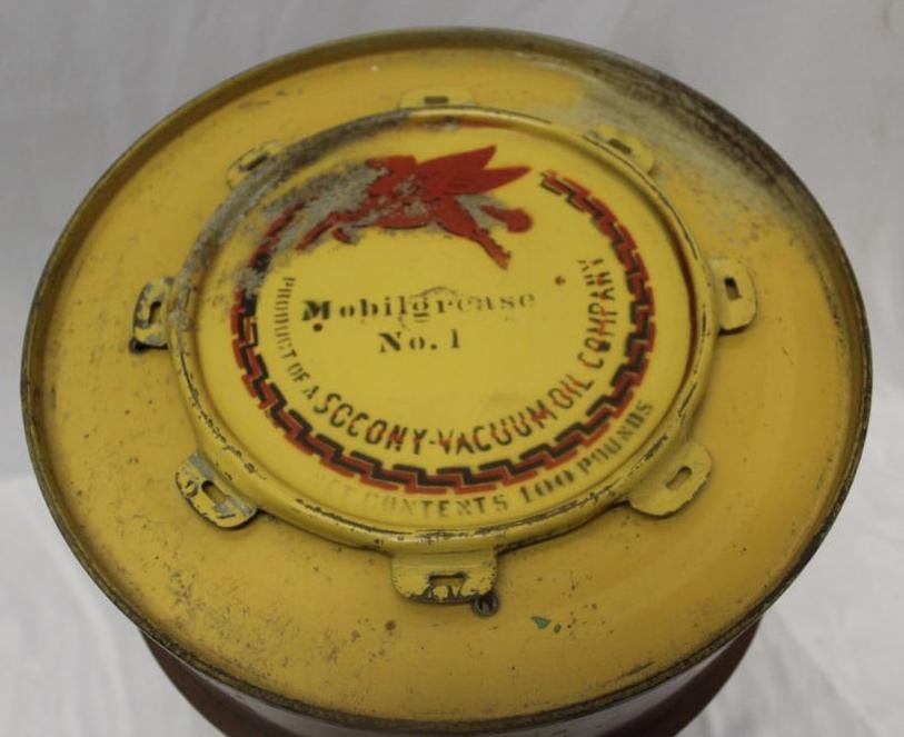 Socony Mobil Grease 100 lbs Barrel with Pegasus: 23" x 14"