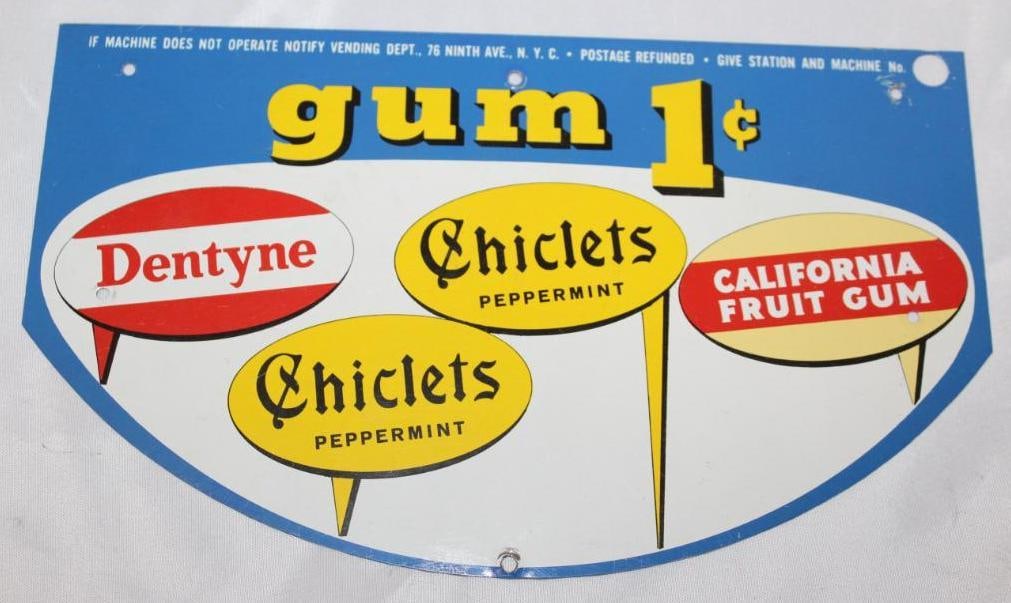 Dentyne Chiclets 1c Gum Advertising Pricer Tin Sign (1 of 2)