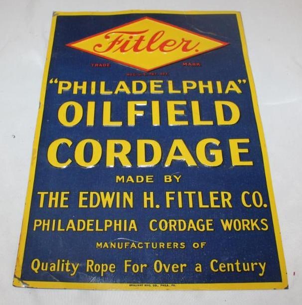 Filter "Philadelphia" Oil Field Rope Embossed Tin Tacker Advertising Sign (1 of 3)
