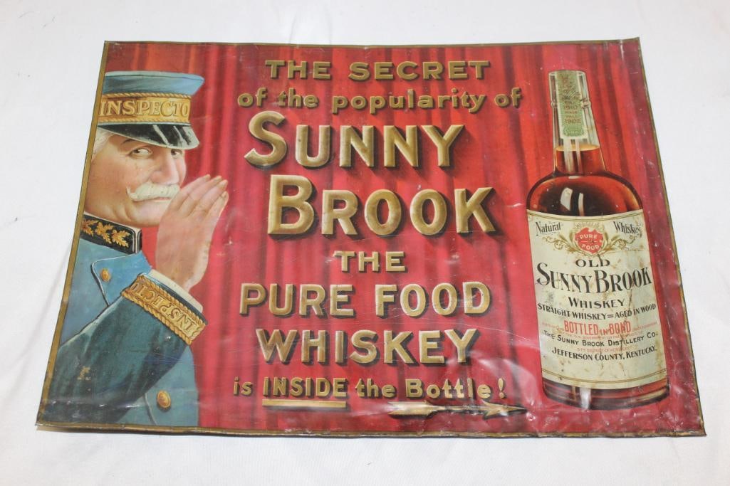 Graphic Sunny Brook Whiskey Metal Advertising Sign (1 of 2)