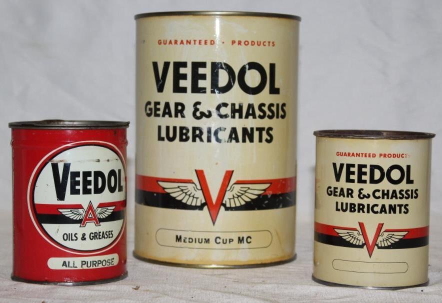 Group of 3 Veedol Flying A Grease Cans (1 of 2)