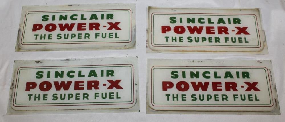 Group of 4 Sinclair Power X Super Fuel Gas Pump Ad Glass (1 of 4)