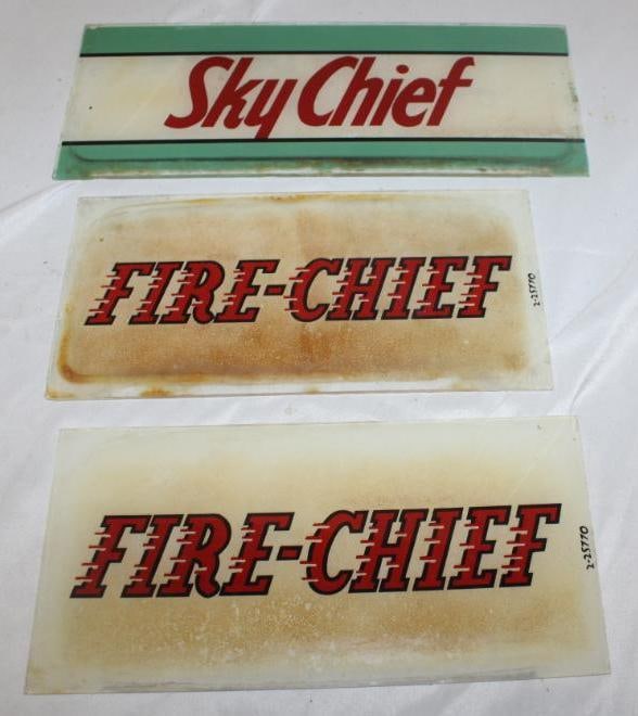 Group of 3 Texaco Sky Chief and Fire-Chief Gas Pump Ad Glass (1 of 4)