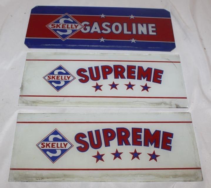 Group of 3 Skelly Supreme and Gasoline Gas Pump Ad Glass (1 of 4)