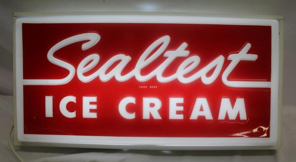 Sealtest Ice CreamAdvertising Light-Up: It works. There are some cracks near the edges on both faces.