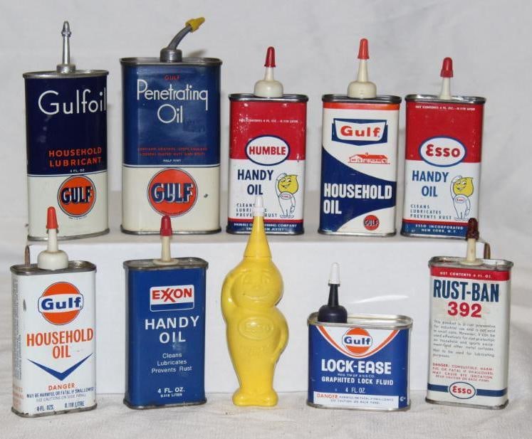 Group of 10 Handy Oiler Cans Gulf, Esso, Humble (1 of 2)