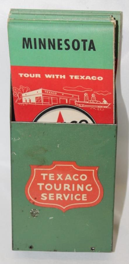 Texaco Touring Service Map Rack Holder Display with 21 Texaco Maps (1 of 6)