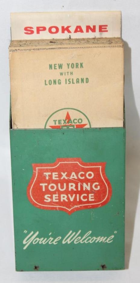Texaco Touring Service "You're Welcome" Map Rack Holder Display with 12 Texaco Maps (1 of 6)