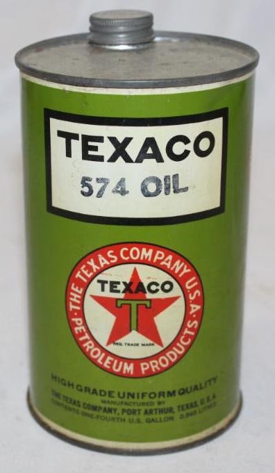 Texaco 574 One Quart Oil Can: It is in very good condition with only minor edge wear.