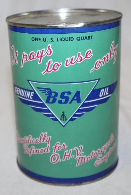 BSA Motorcycle Metal One Quart Motor Oil Can (1 of 4)