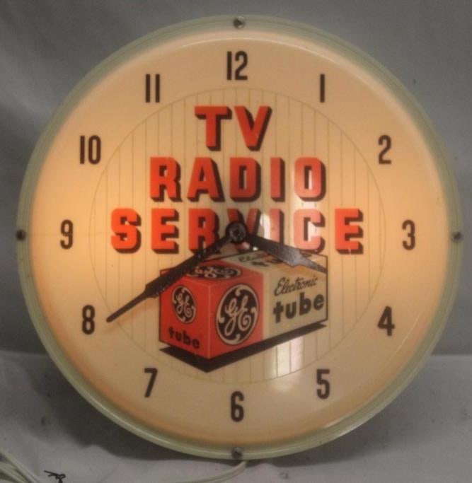GE General Electric TV Radio Service Advertising Light-Up Clock (1 of 5)