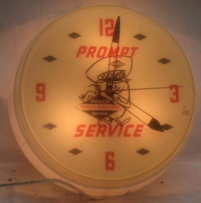 Philco Factory Prompt Service Advertising Light-Up Clock (1 of 5)