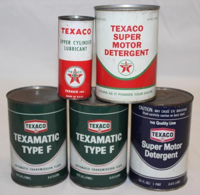 Group of 5 Texaco Texaco Oil Cans (1 of 2)
