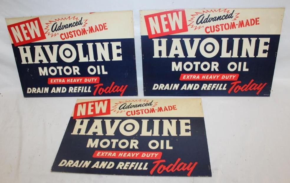 Group of 3 Texaco Havoline Motor Oil Display Signs (1 of 5)