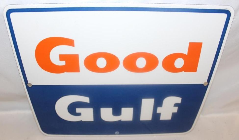 Good Gulf Porcelain Gas Pump Plate Sign (1 of 2)