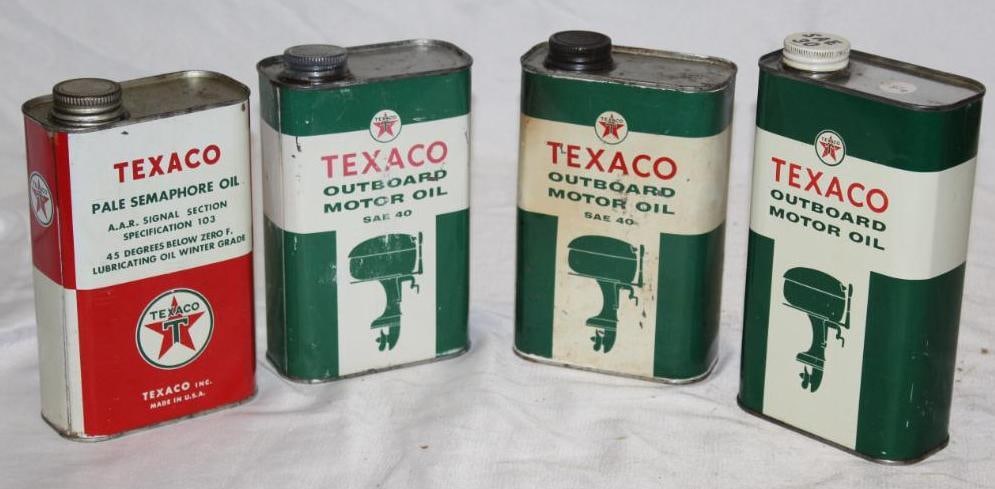 Group of 4 Texaco 1 Quart Outboard Motor Oil Cans (1 of 4)