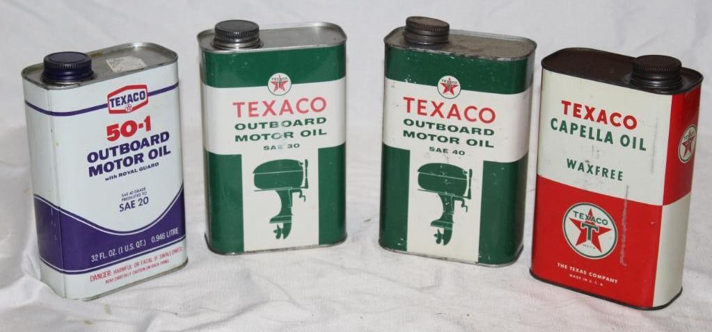 Group of 4 Texaco Outboard Motor Oil Cans (1 of 3)