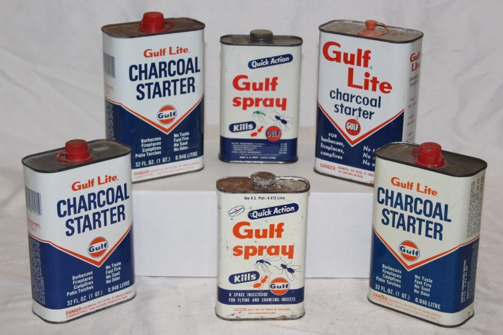 Group of 6 Gulf Charcoal Fluid and Bug Spray Cans (1 of 4)