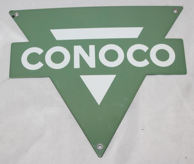 Green Conoco Porcelain Gas Pump Plate Sign (1 of 2)