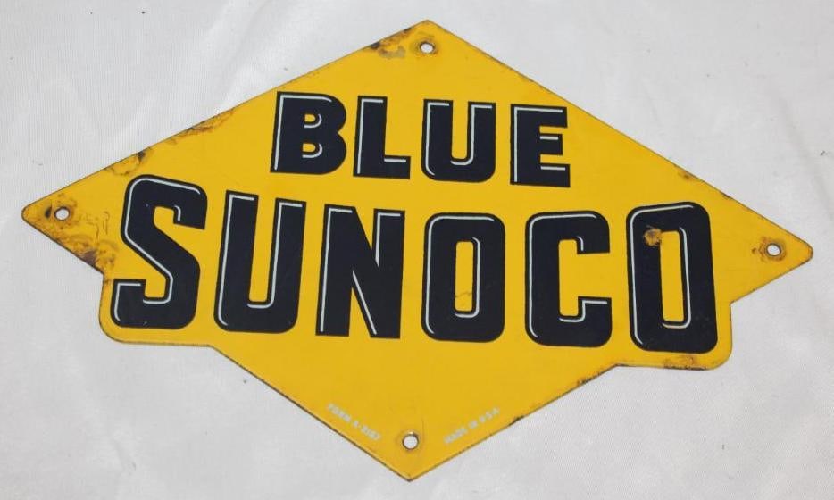 Blue Sunoco Porcelain Gas Pump Plate Sign (1 of 3)